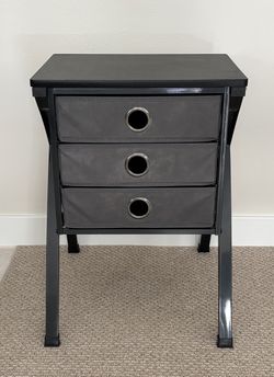 25” Black Storage End Table with 3 Fabric Drawers