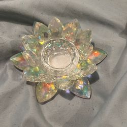 Iridescent lotus tea light candle holder