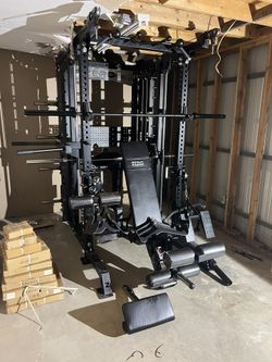 Smith Machine 500 | Adjustable Bench | 355lbs Cast Iron Olympic Weights | 7ft Olympic Bar | Fitness | Gym Equipment | FREE DELIVERY/INSTALLATION 