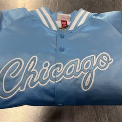 Chicago Bulls Double Clutch Lightweight Sky Blue Satin varsity Jacket
