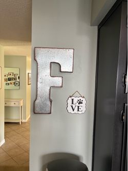 Large Galvanized Metal Letter “F”
