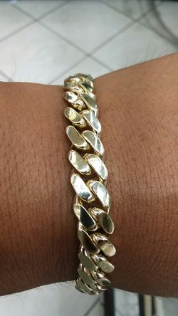 14K GOLD cuban link bracelet hand made 61.5 grams 9 inch long 9mm