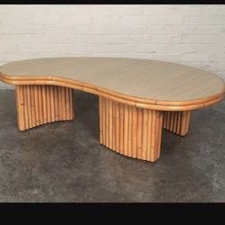 Vintage Mid-Century Reeded Bamboo Coffee Table