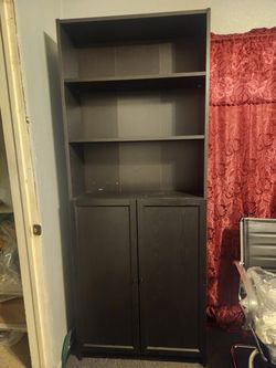 Dark Brown Bookcase with Cabinet Doors