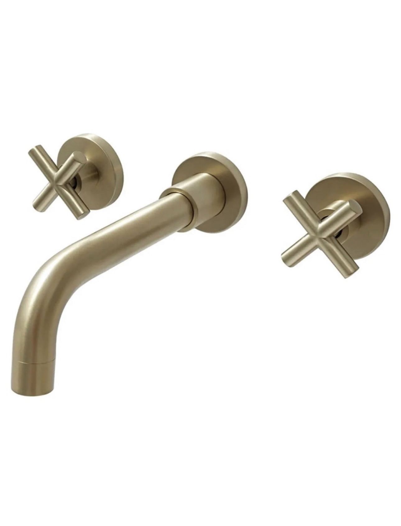 Double Handle Wall Mount Bathroom Sink Faucet and Rough in Valve Included (Gold)