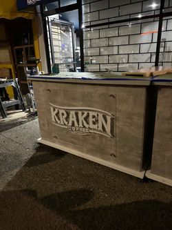 Custom built coffee bar coffee cart