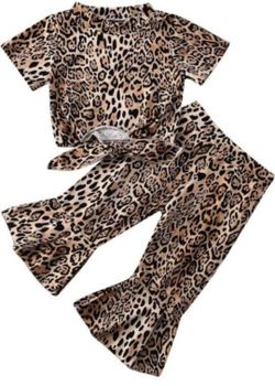 Nova Kids Cheetah Print 2 Piece Flare Pant Set