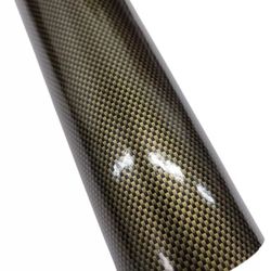 Printed 2D Gold Black Carbon Fiber Vinyl Car Wrap 25ft X 5ft