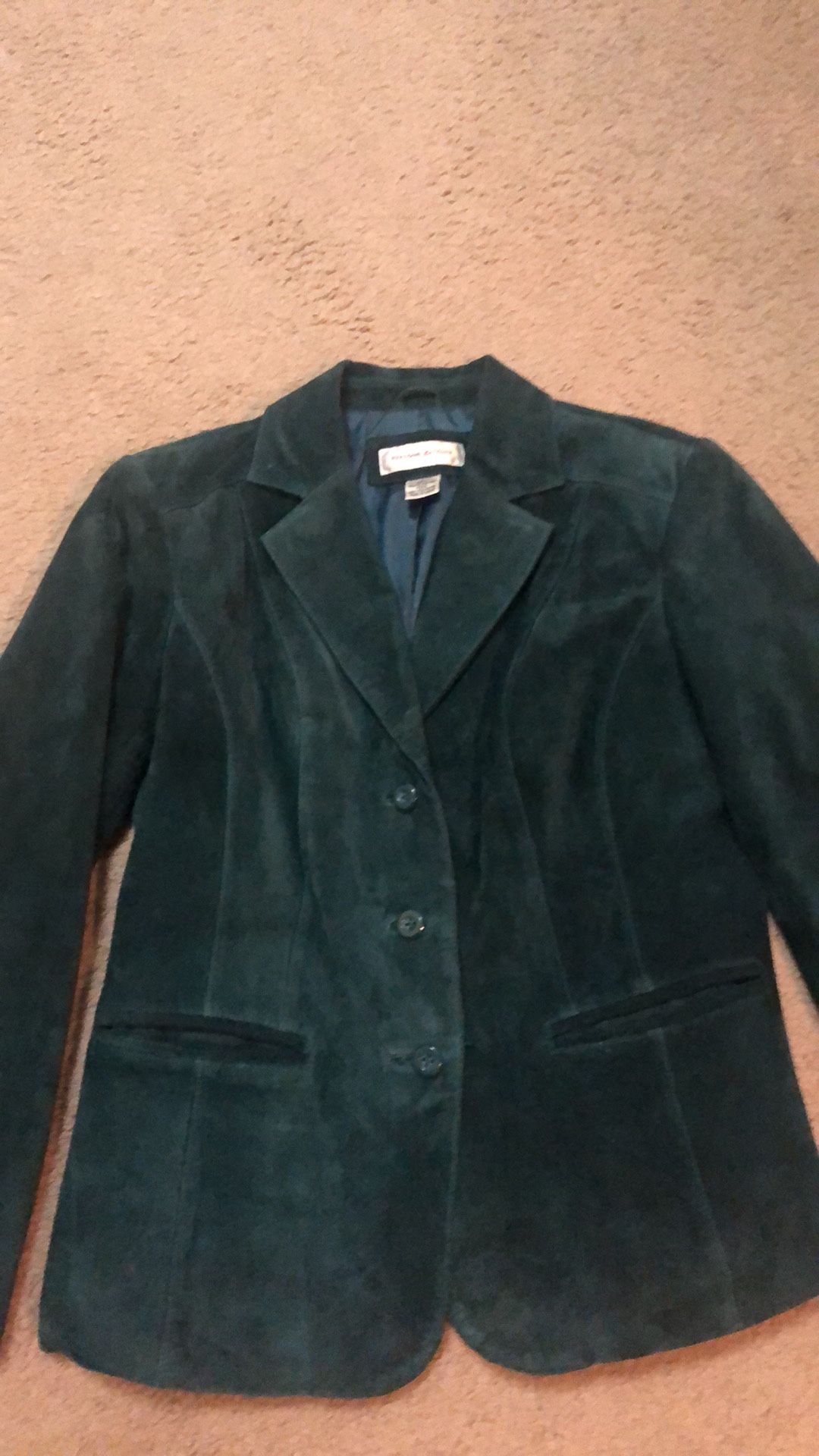 Preston & York Sz 8 Green Leather Jacket