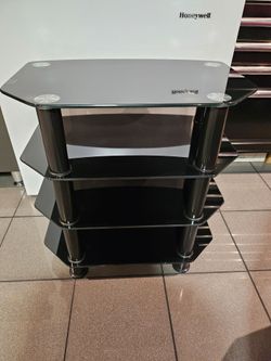 Modern Black Glass TV Stand with 4 Shelves