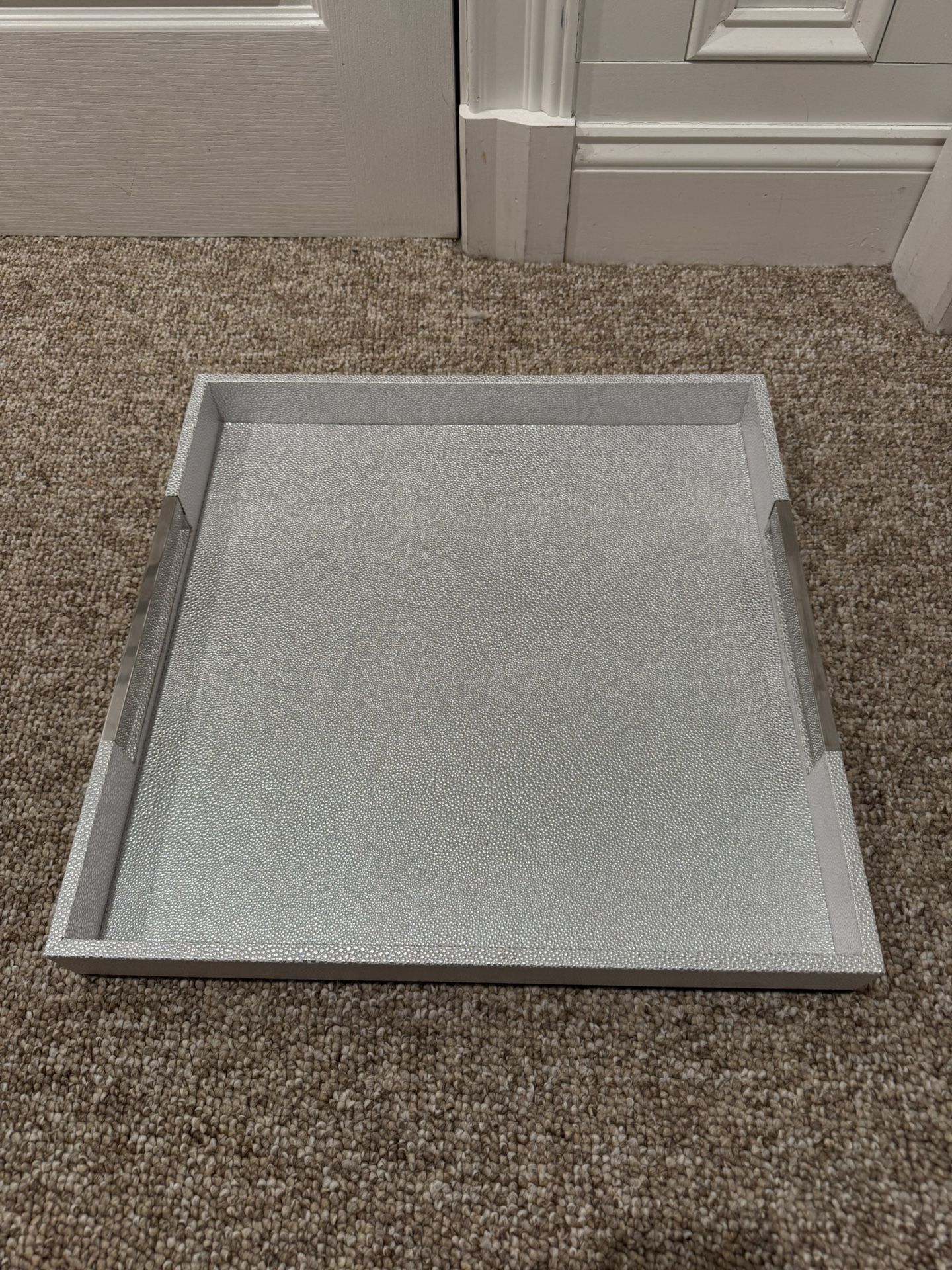 18x18 American Atelier White And Gray Square Tray