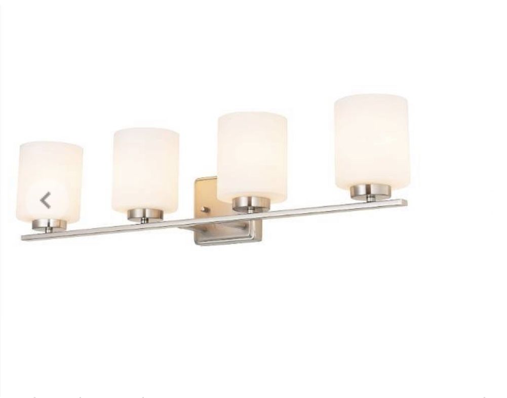 Kingbrite 4 Bulbs E26 Bathroom Vainty Light Fixture Brushed Nickel White Glass