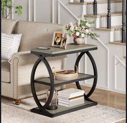 End Table, Narrow 3-Tier Side Table Nightstand for Living Room