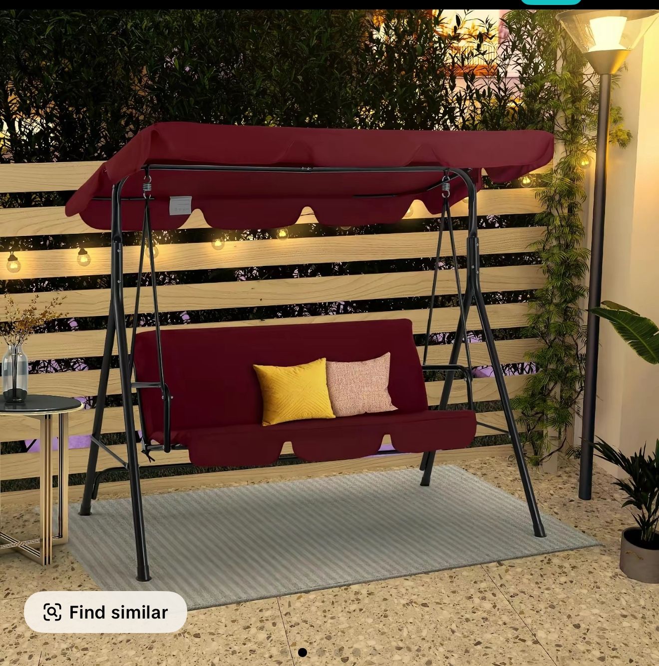 Aecojoy Patio Swings Outdoor, 3-Seat Glider Porch Bench with Removable Cushion and Adjustable Shade, Swing Chairs for Outdoor Lounge Modern