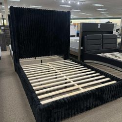 Black Corduroy Bed Frame