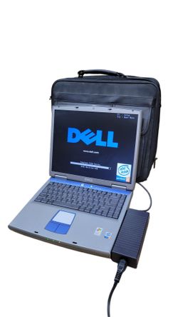 Vintage Dell Inspiron 5150 Laptop W Original Case & Charger For Parts or Repair