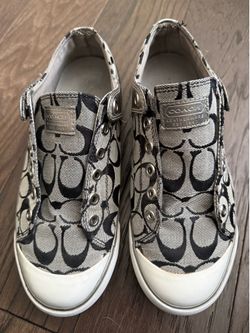 Coach Kira laceless slip-on sneakers, signature monogram jacquard pattern Sz 9B
