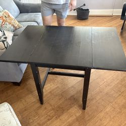 Black Drop-Leaf Dining Table – 47"x25" (Expands to 32")