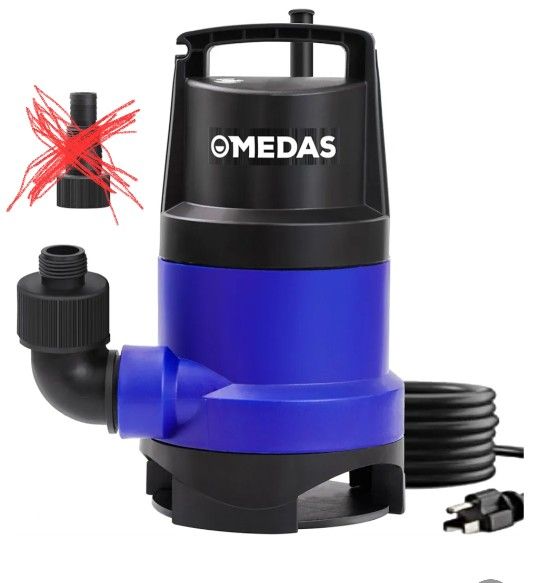 MEDAS 1HP Submersible Sump Pump, 3434 GPH High Flow Utility Pump for Clean/Dirty Water with 16.4ft Cord, Portable Water Pump for Pool, Garden, Basemen