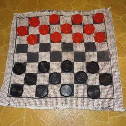 Large Checkers Set On Rug