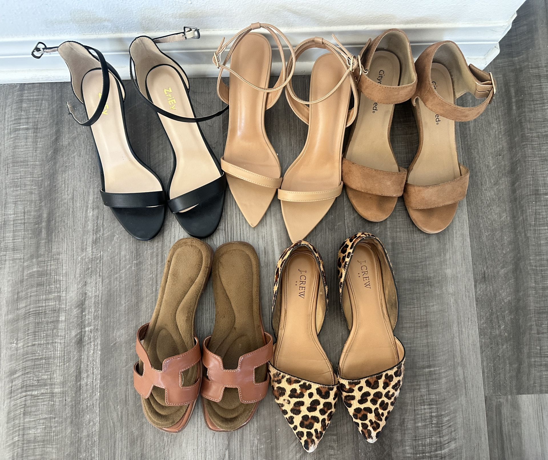 Entire Set of Women’s Shoes (Flats, Sandals, Strappy Low-Heels) Size 8
