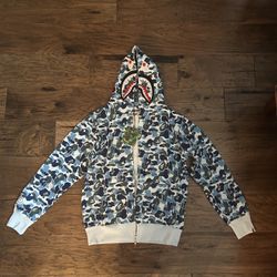 Blue Bape Hoodie Large New 