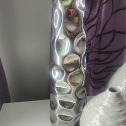 Chrome-Finish, Tall Decorative Vase