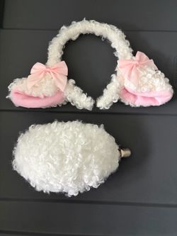 Costume White Fluffy Animal Ears Headband and Tail Set