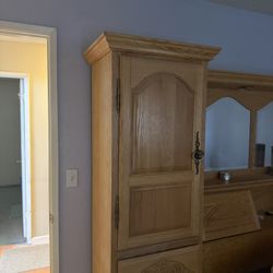 Solid Wood King Headboard with Storage Cabinets & Drawers Bedroom Set