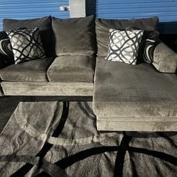 Beautiful Grey 2pc Sectional Couch Sofa