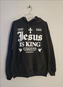 Jesus Is King oversized hoodie Size L Color: Dark Brown