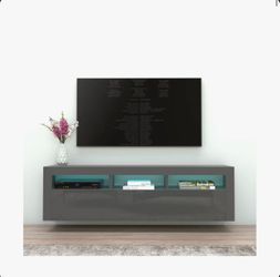 Vesperina Modern TV Stand with 16-Color LED Lighting, High Gloss Finish
