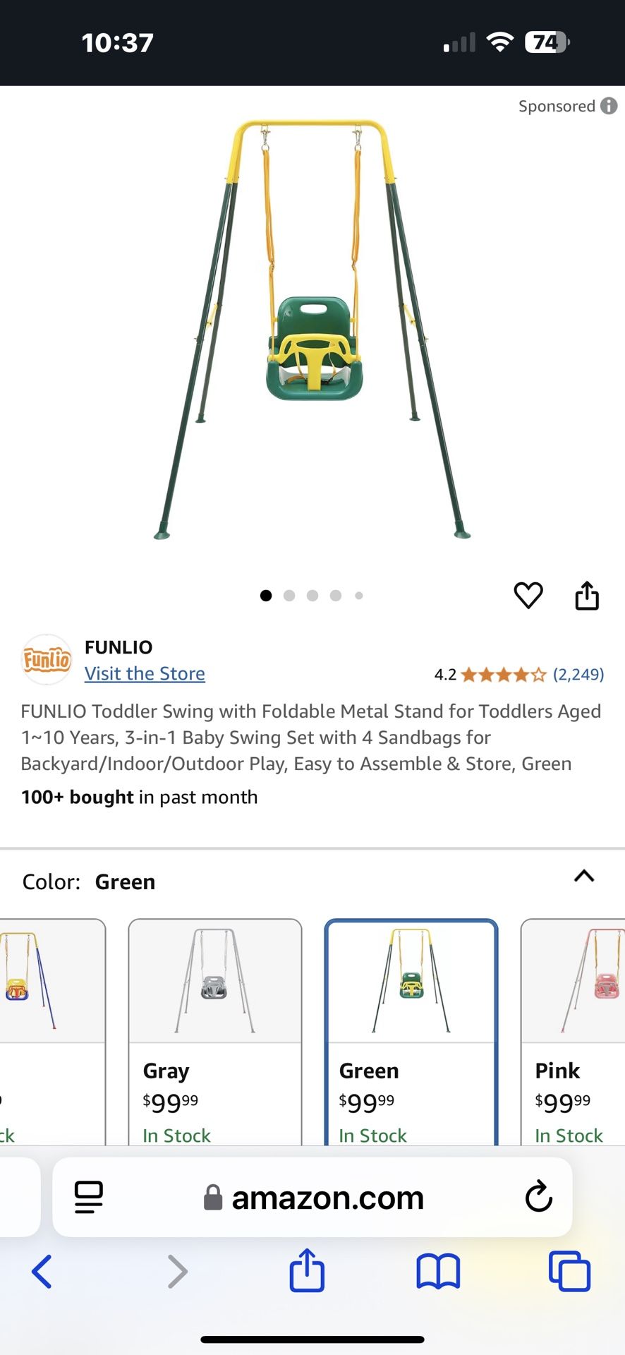 130 - Funlio 2 In 1 Swing Set