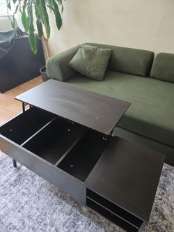 75 inch sleeper sofa, coffee table with storage combo