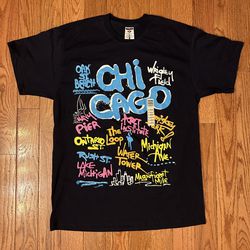 Chicago Landmarks Painted T-Shirt Size XL NEW