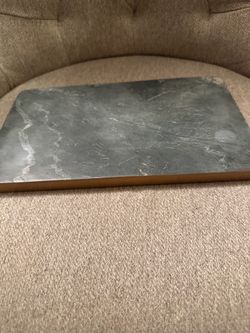 Gray Marble Serving Board with Gold Edge