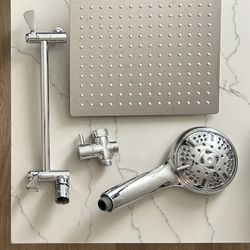 Dual Wall Mount shower head and handheld shower head combo set. Adjustable. $35
