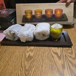 Leaf lace votive set with tray no candles included