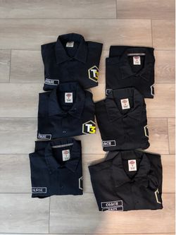 Dickies Work Shirt Lot Mens Medium Black Gray Mechanic Shop Uniform (6 shirts)