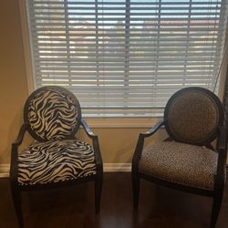 Zebra Cheetah Accent Chairs 