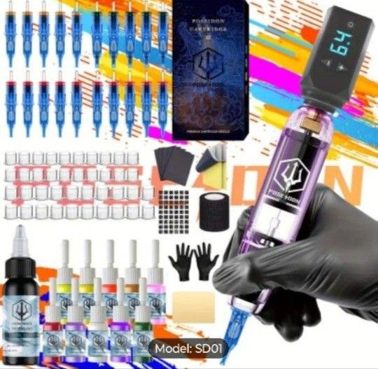 Rechargeable Wireless Body Art Pen. Complete Kit Start To Finish For Beginners And Pros