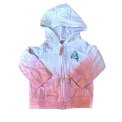 Carter's White Pink Ombre Parrot Zip Up Hoodie Sweater 18M