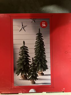 3 unlit Alberta spruce trees new in box