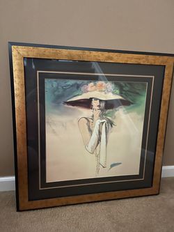 Large Vintage 1980s Framed Art Print - Richard Ely "White Gloves"