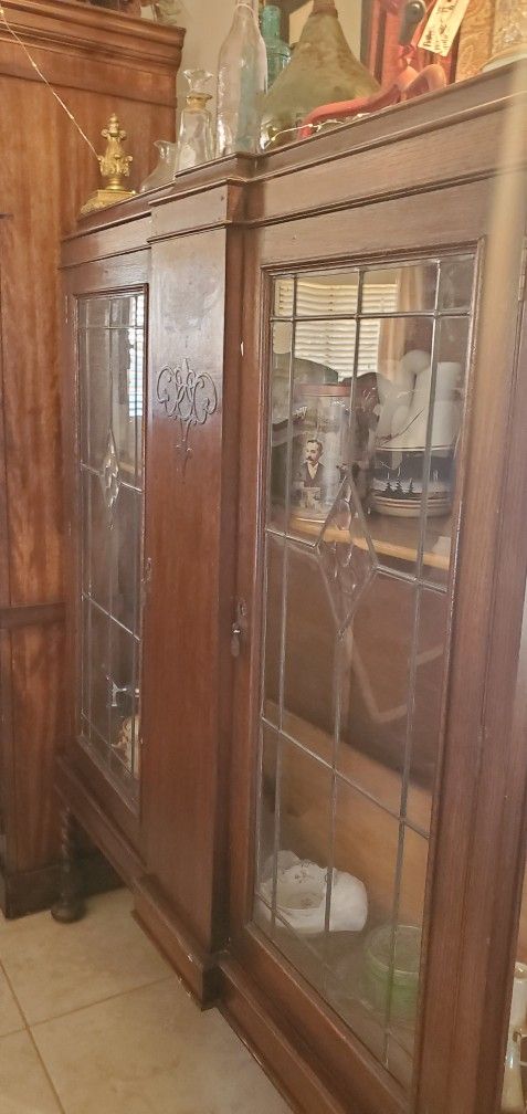 Antique Mission Style China Cabinet