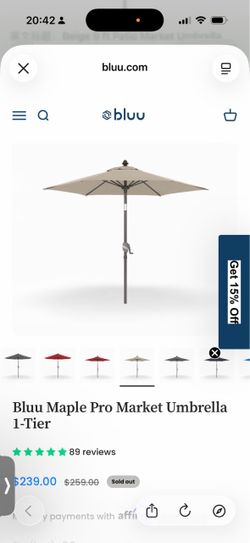 Bluu Maple Pro Market Umbrella 1-Tier