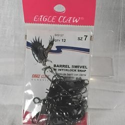 Eagle Claw Barrel Swivels w/Interlock Snap Size 7 Qty 12 BIS127