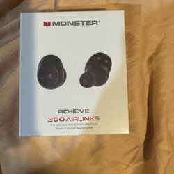 Monster Wireless Earbuds,Achieve 300 AirLinks Bluetooth Headphones Touch Control New Sealed 