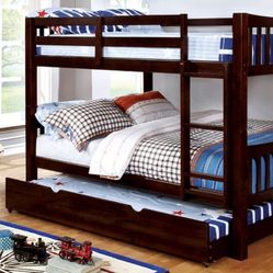 Brand New Espresso Full Over Full Bunk Bed (Trundle Sold Separately)