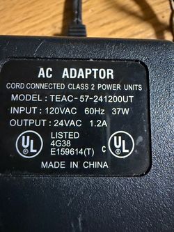 TEAC AC Adaptor 24VAC 1.2A Power Supply